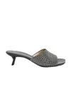 Loewe Petal Kitten Heel Slide In Suede And Rhinestones In Black