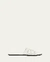 Loewe Petal Anagram Metallic Leather Slide Sandals In White