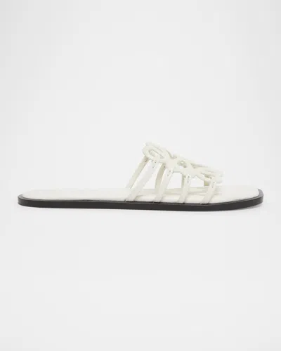 Loewe Petal Anagram Metallic Leather Slide Sandals In Silver