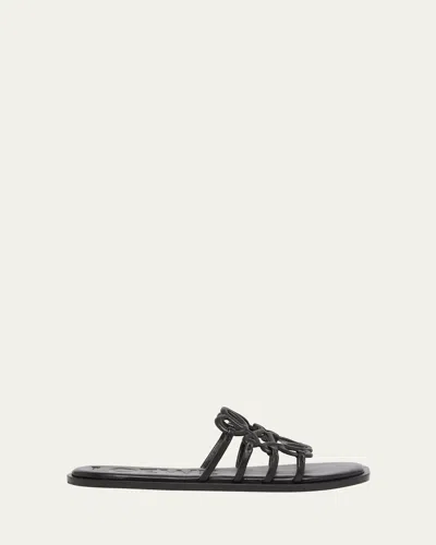 LOEWE PETAL LEATHER ANAGRAM SLIDE SANDALS