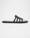 Loewe Petal Anagram Slide In Soft Calfskin In Black