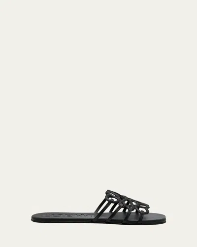 Loewe Petal Leather Anagram Slide Sandals In Multi