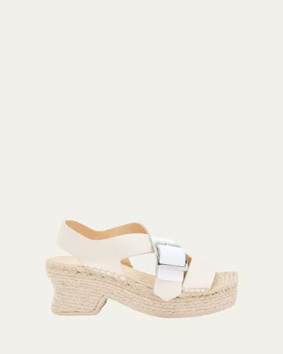 LOEWE PETAL LEATHER PLATFORM ESPADRILLE SANDALS