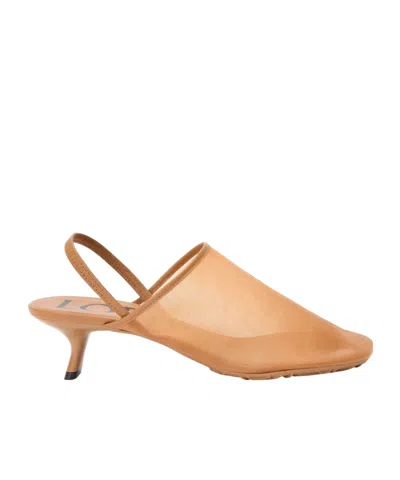 Loewe Petal Leather-trimmed Mesh Slingback Sandals In Orange
