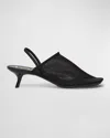 Loewe Petal Mesh Slingback Heel Sandals In Black