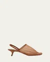Loewe Kitten Heel Mesh Open Toe Pumps In Tan