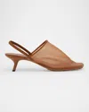 Loewe Kitten Heel Mesh Open Toe Pumps In Tan