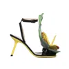 Loewe Petal Monstera Leather Sandals In Black