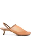 Loewe Kitten Heel Mesh Open Toe Pumps In Brown