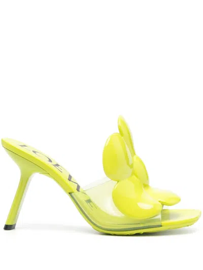 Loewe Petal Pvc Heel Mules In Yellow