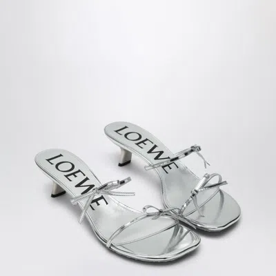 Loewe Petal Sandal In Metallic Silver Women In Black