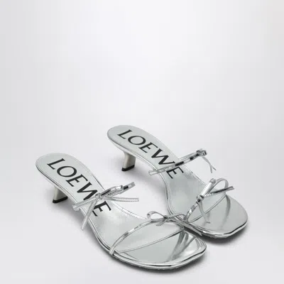 Loewe Metallic Leather Petal Sandals 45 In Silver