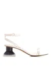 Loewe Petal Brush Leather Sandals In White