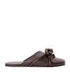 Loewe Bowknot Leather Mules In Animal Print