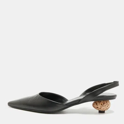 Pre-owned Loewe Petal Size 36 Black Leather Slingback Pumps