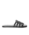 Loewe Petal Anagram Slide In Soft Calfskin In Black