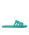 Loewe Petal Anagram Leather Flat Sandals In Turquoise
