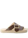 Loewe Petal Leather Crisscross Buckle Espadrille Sandals In Brown