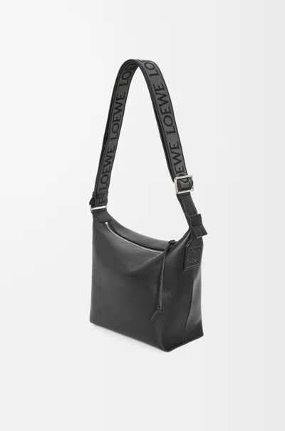 Loewe Small Cubi Crossbody Bag In Supple Smooth Leather Skin And Jacquard For Man In Black