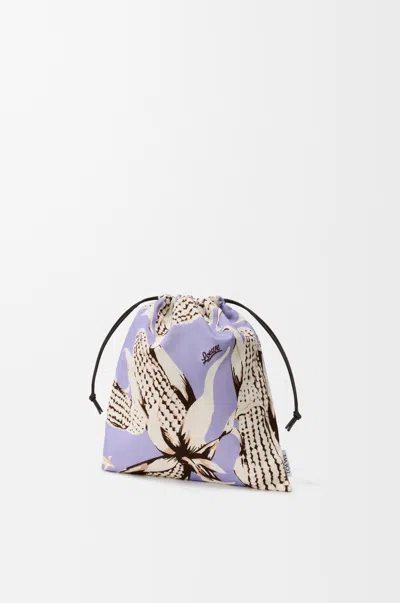 Loewe Corn Small Drawstring Pouch In Canvas For Woman In Multi