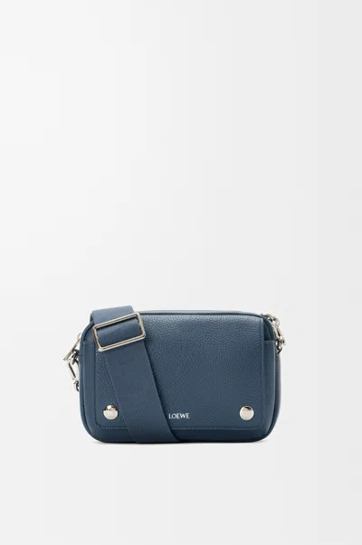 Loewe Small Pebble Messenger Bag In Supple Grained Leather Skin For Man In Blue