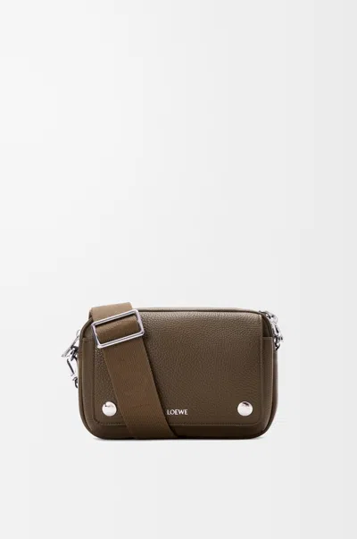Loewe Small Pebble Messenger Bag In Supple Grained Leather Skin For Man In Gray