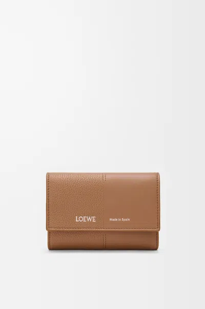 Loewe Small Vertical Wallet In Smooth And Grained Calfskin In Brown