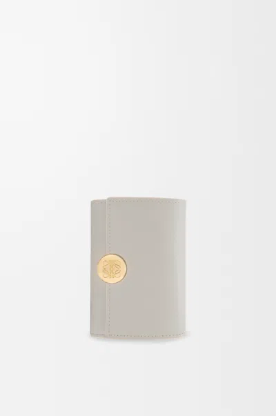 Loewe Petit Portefeuille Vertical Pebble En Cuir Nappa Brillant Pour Femme In Gray