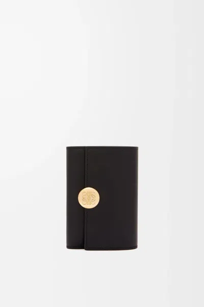 Loewe Petit Portefeuille Vertical Pebble En Cuir Nappa Brillant Pour Femme In Metallic