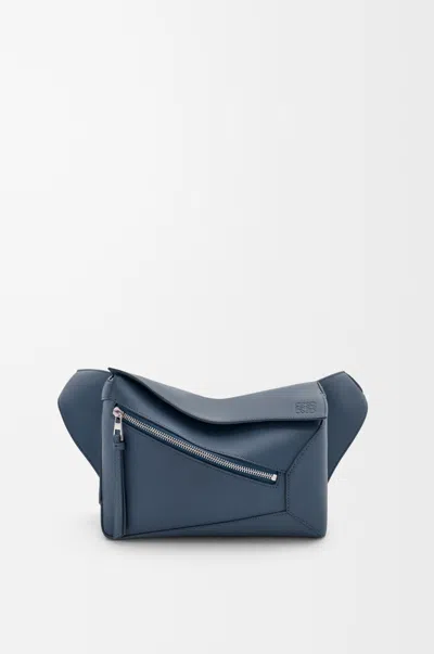 Loewe Small Puzzle Edge Bumbag In Classic Leather Skin For Man In Blue