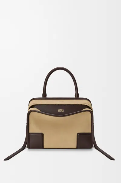 Loewe Amazona 180 Small Leather-trimmed Suede Shoulder Bag In Neutral