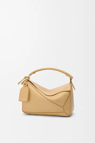 Loewe Small Leather Featherlight Puzzle Top-handle Bag In Yellow