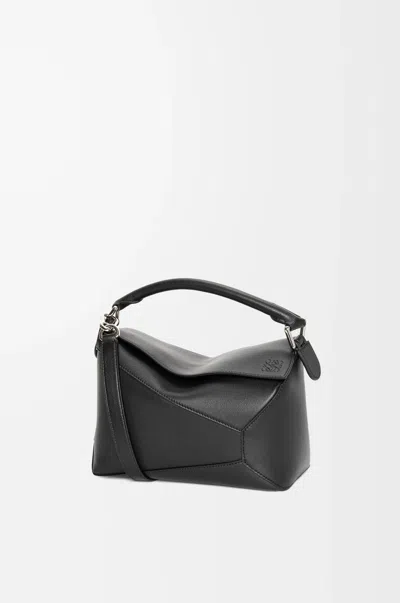 Loewe Small Puzzle Bag In Smooth Leather Skin And Nappa Lambskin For Woman In Black