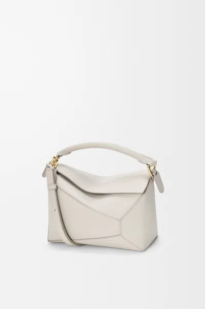 Loewe Small Puzzle Edge Bag In Soft Grained Leather Skin For Woman In White