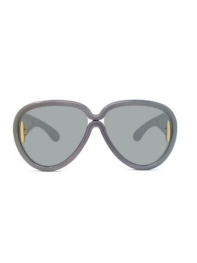 Loewe Pilot Mask - Holografic Black Sunglasses In Grey