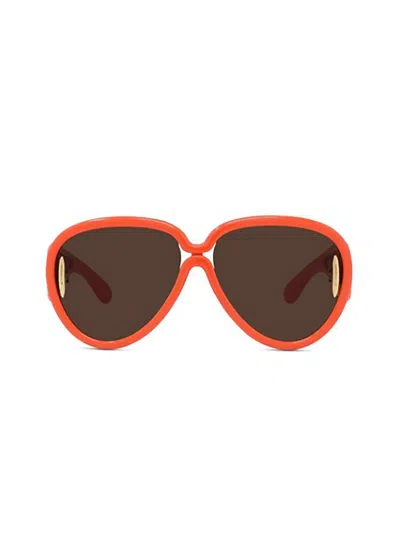 Loewe Pilot Mask Sunglasses In Orange/brown Solid