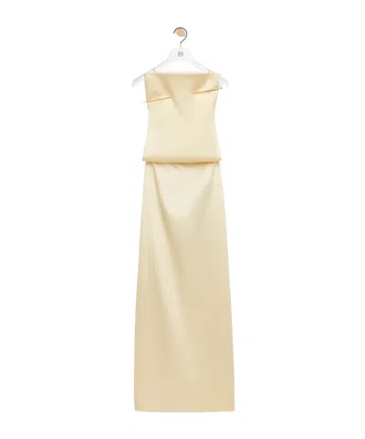 Loewe Pin Open-back Silk Maxi Dress In Neutrals