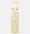 Loewe Pin Paneled Satin Gown In Yellow