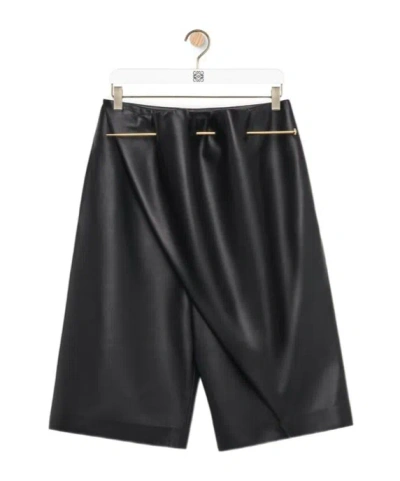 Loewe Pin Shorts In Nappa Lambskin In Black
