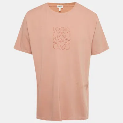 Pre-owned Loewe Pink Anagram Embroidered Cotton T-shirt L