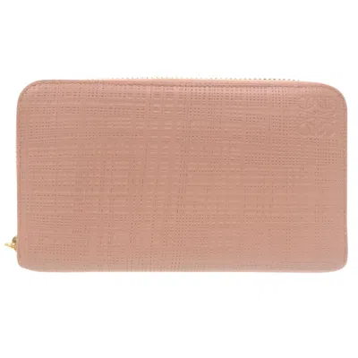 Pre-owned Loewe Pink Beige Leather Long Wallet (bi-fold) ()