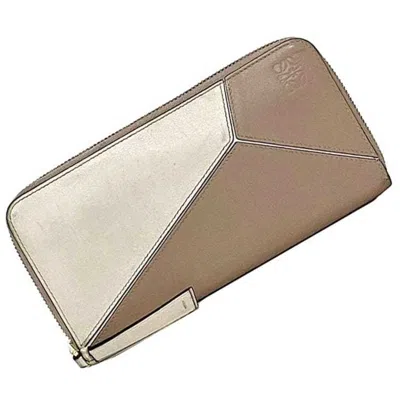Pre-owned Loewe Pink Beige White Leather Long Wallet (bi-fold) ()