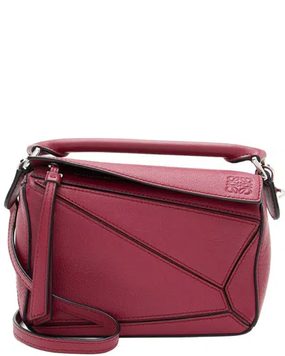 Loewe Pink Calfskin Puzzle Mini Bag (authentic Pre-loved) In Red