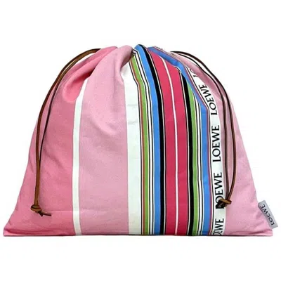 Pre-owned Loewe Pink Canvas Leather Clutch Bag Handbag Pouch ()