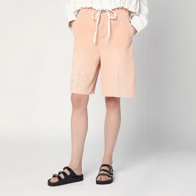 Loewe Pink Cotton Bermuda Shorts With Anagram Logo