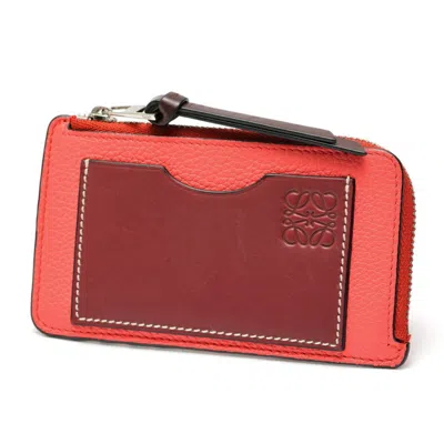 Pre-owned Loewe Pink Leather Coin Purse/coin Case ()