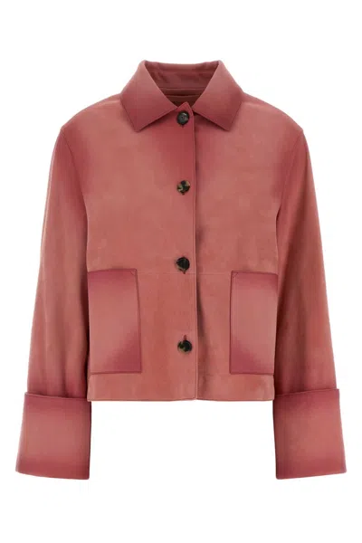 Loewe Pink Leather Jacket In Red