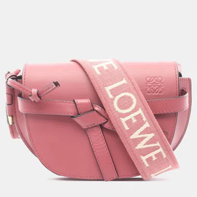 Pre-owned Loewe Pink Mini Leather Gate Dual Bag
