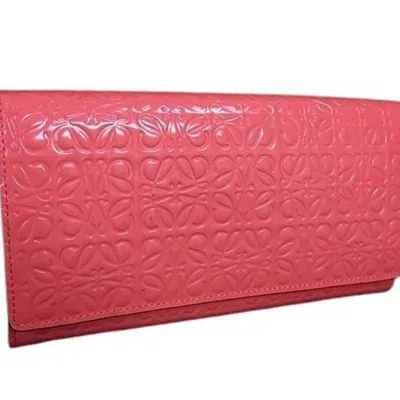 Pre-owned Loewe Pink Patent Leather Long Wallet (bi-fold) ()