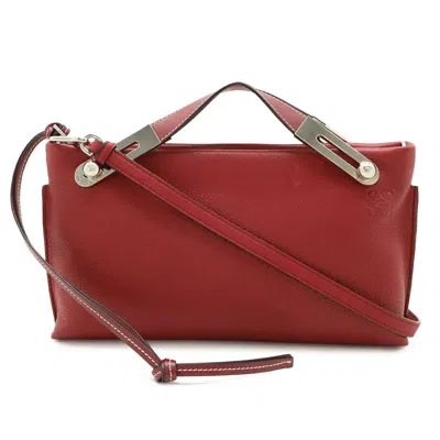 Pre-owned Loewe Pink Red Red Color Leather Clutch Bag Shoulder Bag () In Pink Red, Red Color
